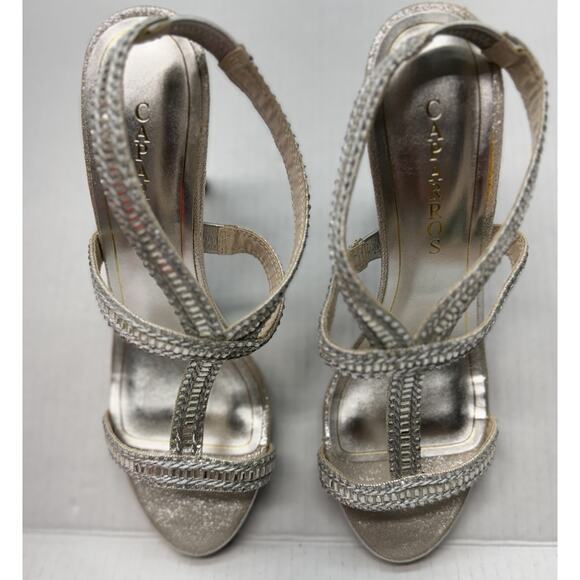 CAPARROS Dance Shoes Heels Sz 10 M Silver Formal Heel Sparkle Rhinestones NWB - Picture 1 of 8